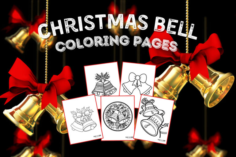 Christmas bell clipart and coloring pages from PrintColorFun com