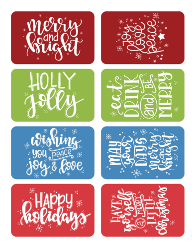 Christmas festive solid color gift tags set from PrintColorFun com
