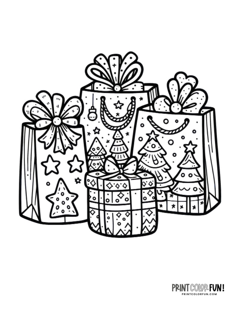 12 Christmas present clipart & coloring pages, plus quick & easy ...