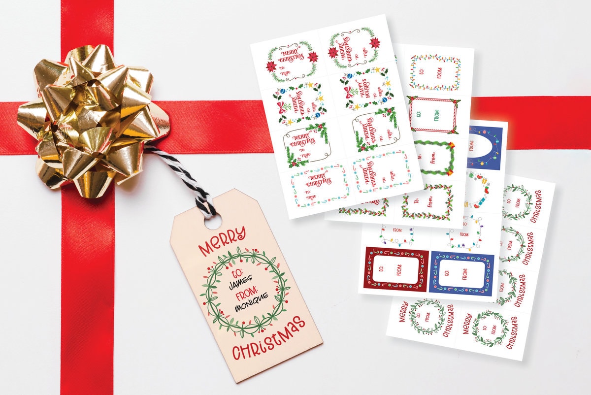 Sheet of 8 Large Christmas Gift Labels