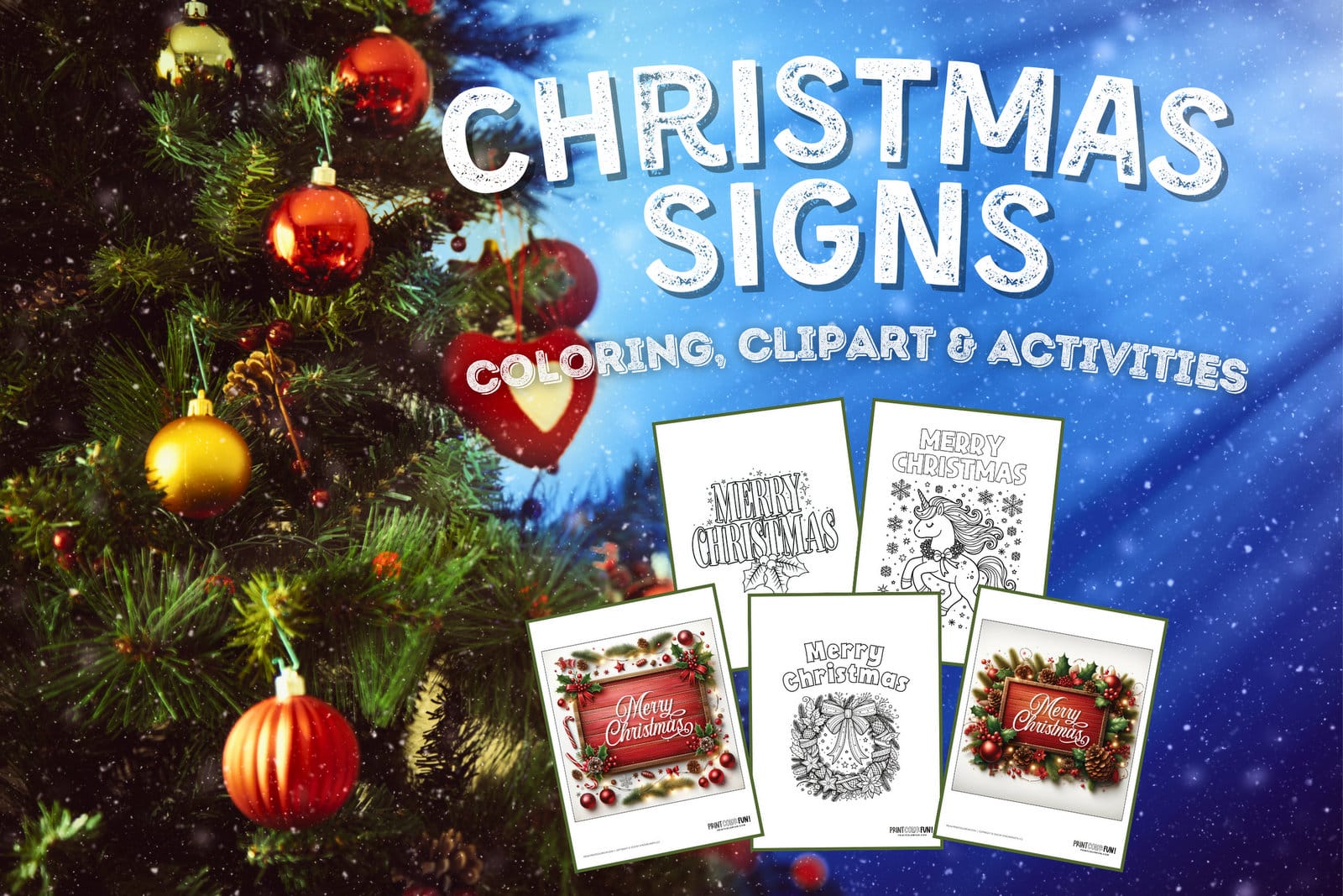 Christmas signs coloring page clipart activities from PrintColorFun com