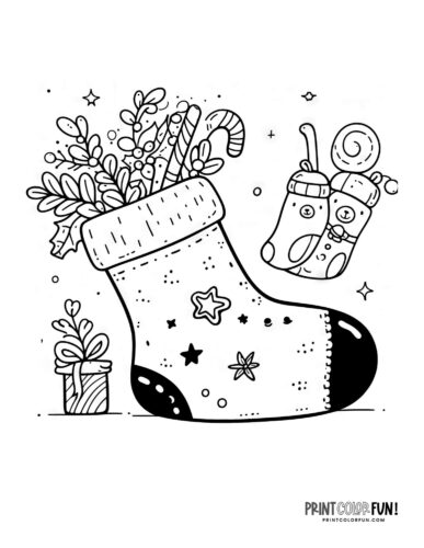 Christmas stocking clipart page from PrintColorFun com (1)