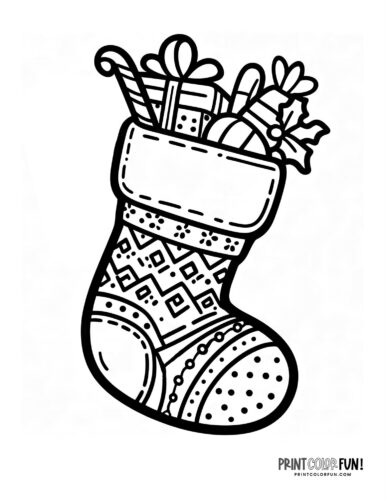 Christmas stocking coloring page M PrintColorFun com
