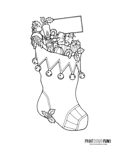 Christmas stocking coloring page N PrintColorFun com
