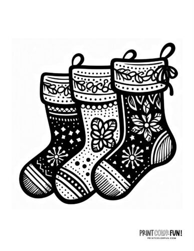 Christmas stockings coloring page I PrintColorFun com