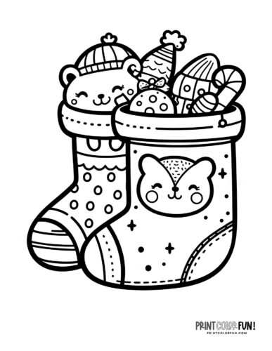 Christmas stockings coloring page J PrintColorFun com