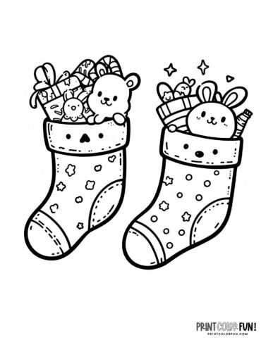 Christmas stockings clipart coloring page - PrintColorFun com