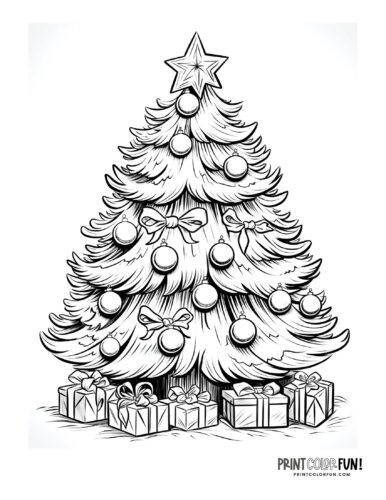 Christmas tree coloring page clipart from PrintColorFun com (11)
