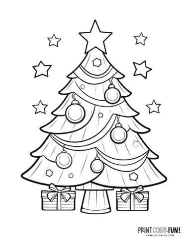 Christmas tree coloring page clipart from PrintColorFun com (12)