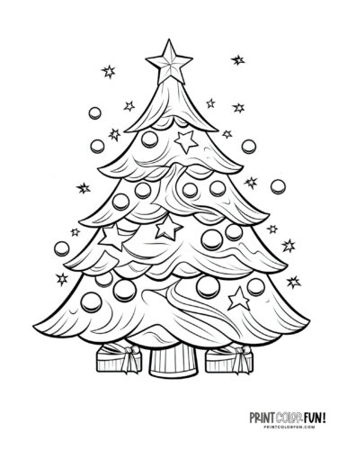 Christmas tree coloring page clipart from PrintColorFun com (13)