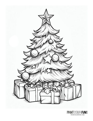Christmas tree coloring page clipart from PrintColorFun com (14)