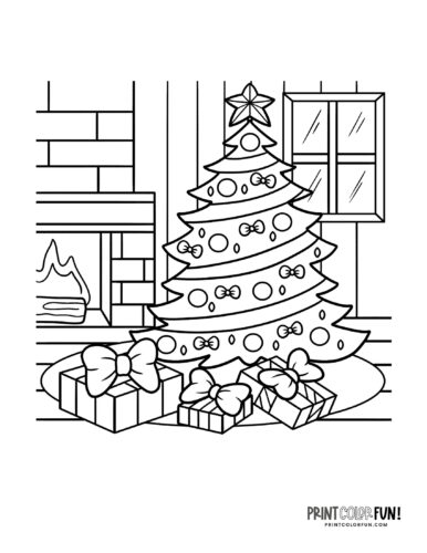 Christmas tree coloring page clipart from PrintColorFun com (15)
