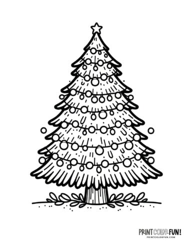 Christmas tree coloring page clipart from PrintColorFun com (18)