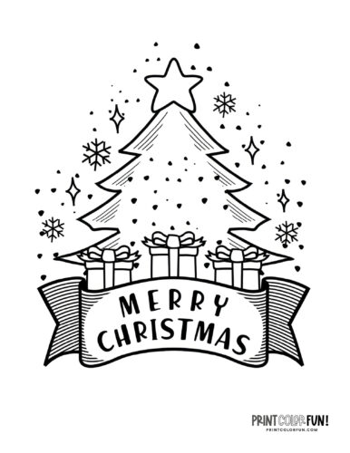 Christmas tree coloring page clipart from PrintColorFun com (21)