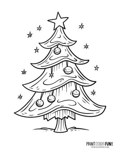 Christmas tree coloring page clipart from PrintColorFun com (6)