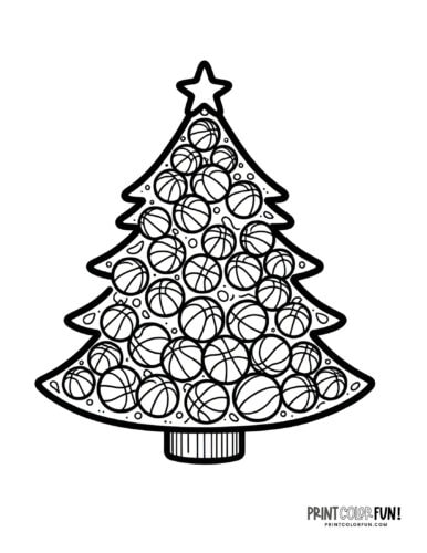 Christmas tree with basketballs printable at PrintColorFun com