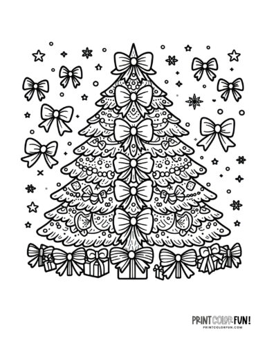 Christmas tree with bows printable at PrintColorFun com