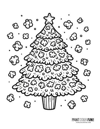 Christmas tree with popcorn printable at PrintColorFun com