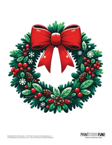 Christmas wreath color clipart from PrintColorFun com 1