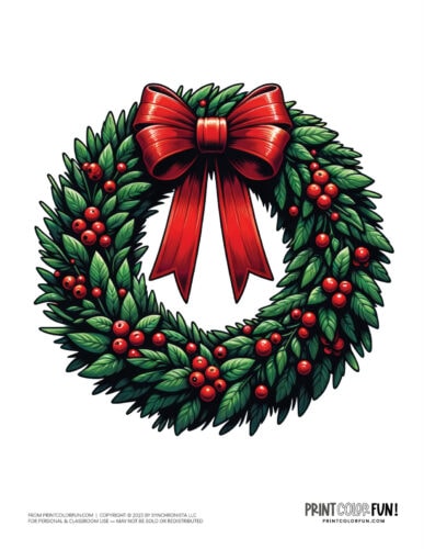 Christmas wreath color clipart from PrintColorFun com 3