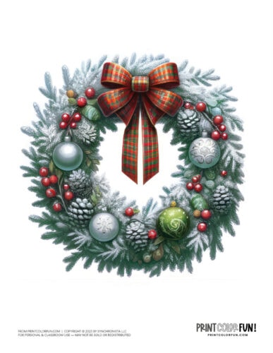 Christmas wreath color clipart from PrintColorFun com 6