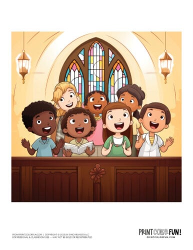 Church Easter choir clipart drawing from PrintColorFun com (1)