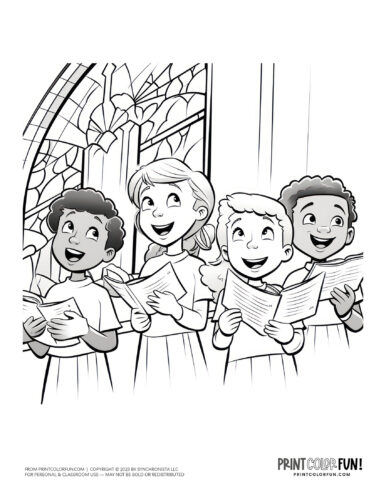Church Easter choir kids clipart drawing from PrintColorFun com (3)
