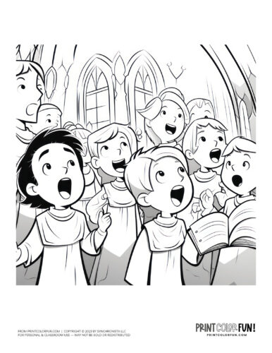 Church Easter choir kids clipart drawing from PrintColorFun com (4)