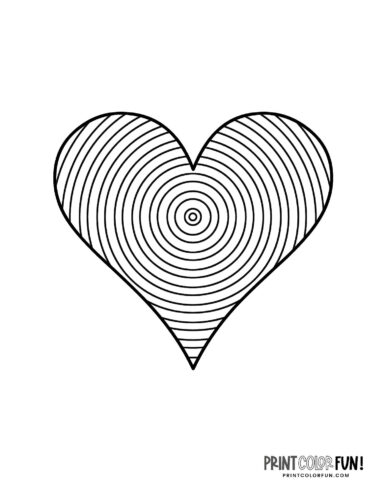 Circles in a printable heart coloring page