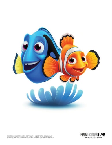 Clownfish and blue tang color clipart from PrintColorFun com (1)