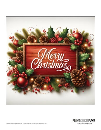 Color Christmas sign clip art illustrations from PrintColorFun com 1