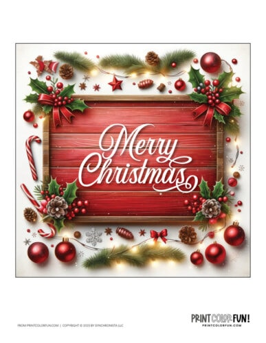 Color Merry Christmas clipart sign