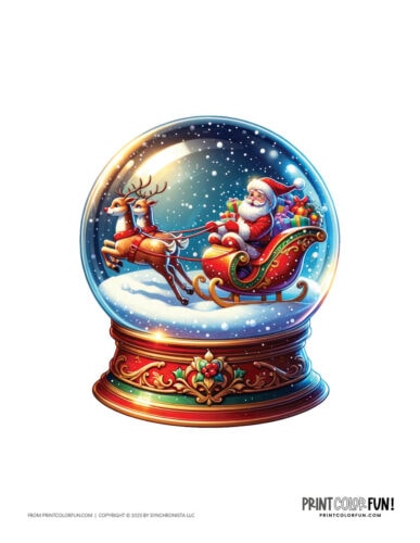 Color Christmas snow globe clip art illustrations from PrintColorFun com 2