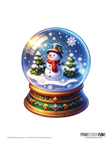 Color Christmas snow globe clip art illustrations from PrintColorFun com 4