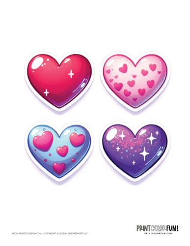 Color heart clip art illustrations from PrintColorFun com 1