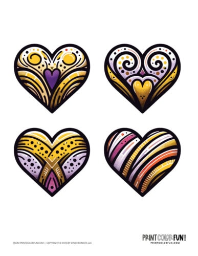 Color heart clip art illustrations from PrintColorFun com 2