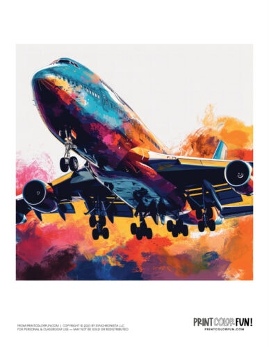 Color jet plane drawings - airplane clipart from PrintColorFun com (3)