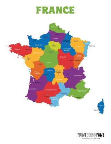 Color map of France c2015