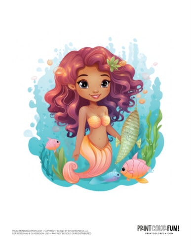 Color mermaid clipart from PrintColorFun com (1)