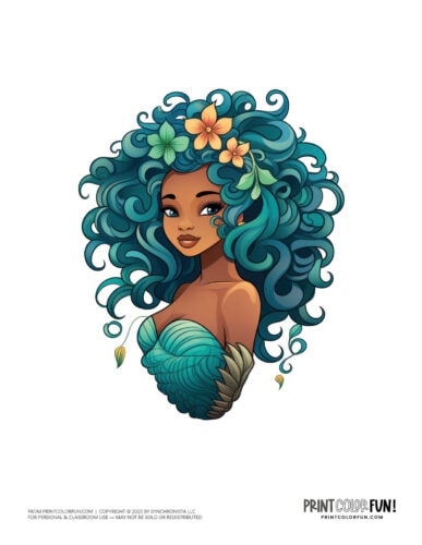 Color mermaid clipart from PrintColorFun com (3)