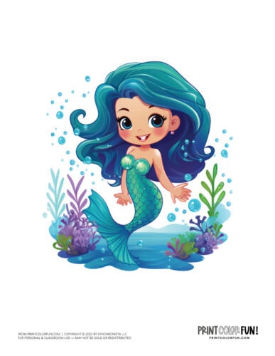Color mermaid clipart from PrintColorFun com (6)
