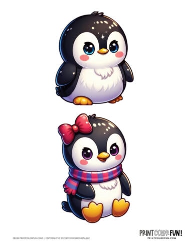 Color penguin clipart illustrations from PrintColorFun com 2