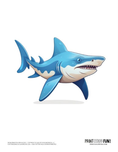 Color shark clipart drawings from PrintColorFun com (3)