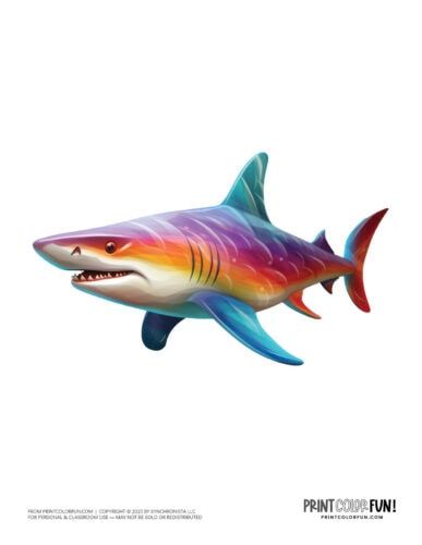 Color shark clipart drawings from PrintColorFun com (4)
