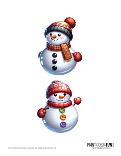 Color snowman clip art illustrations from PrintColorFun com 2