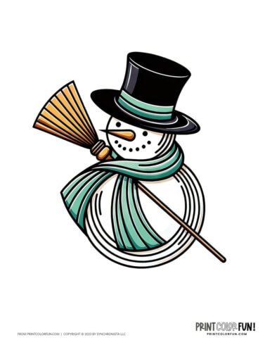 Color snowman clip art illustrations from PrintColorFun com 4