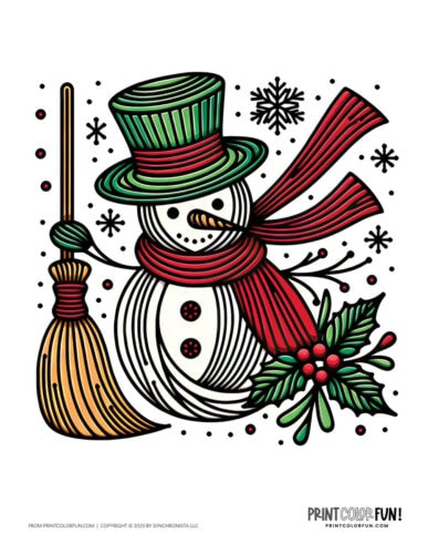Color snowman clip art illustrations from PrintColorFun com 5