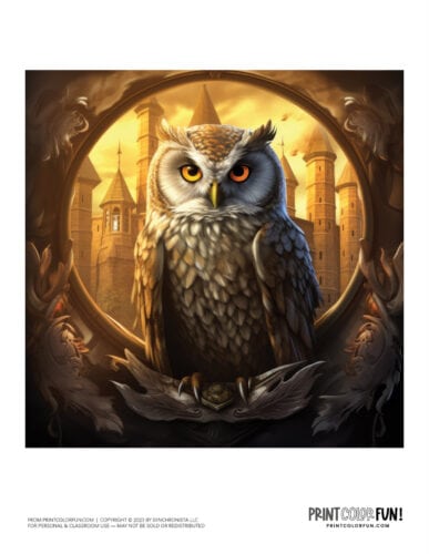 Color storybook fantasy owl clipart from PrintColorFun com (2)