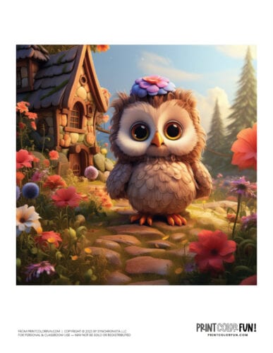 Color storybook fantasy owl clipart from PrintColorFun com (5)