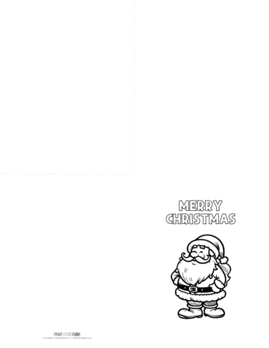 Color your own - Merry Christmas - Santa Claus printable Christmas card from PrintColorFun com